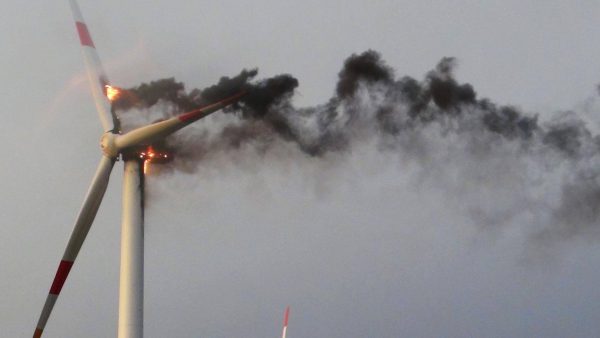Burning wind turbine