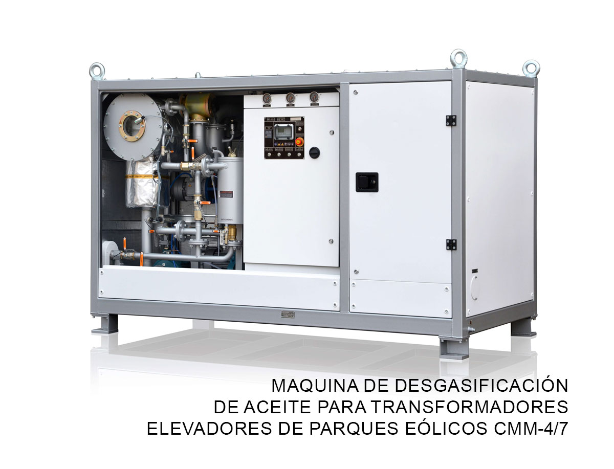 Maquina de desgasificación de aceite para transformadores elevadores de parques eólicos CMM-4/7
