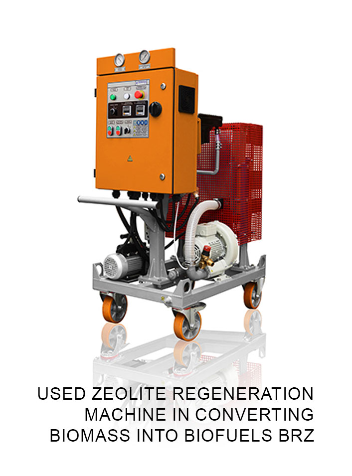 Used zeolite regeneration machine in converting biomass into biofuels BRZ